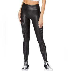 Spanx Very Black Faux Leather Moto Legging M